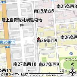北海道札幌市中央区南２６条西周辺の地図
