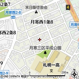 北海道札幌市豊平区月寒西１条周辺の地図