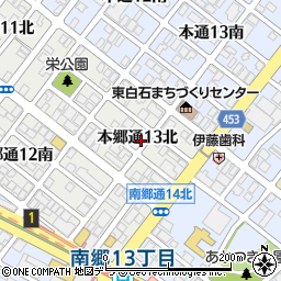 北海道札幌市白石区本郷通１３丁目北周辺の地図