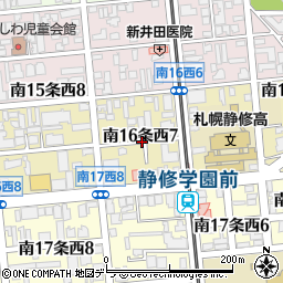 北海道札幌市中央区南１６条西7丁目周辺の地図