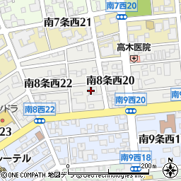 北海道札幌市中央区南８条西21丁目周辺の地図