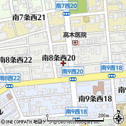 北海道札幌市中央区南８条西20丁目周辺の地図