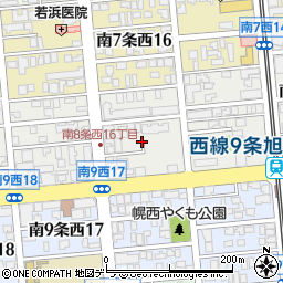 北海道札幌市中央区南８条西16丁目周辺の地図