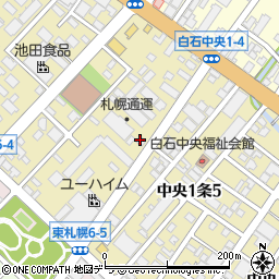 北海道札幌市白石区中央１条周辺の地図
