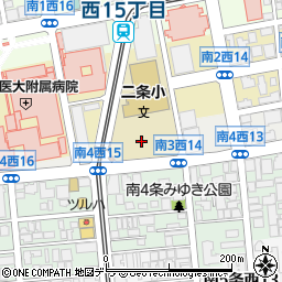 札幌市役所子ども未来局　子ども育成部二条はるにれ児童会館周辺の地図
