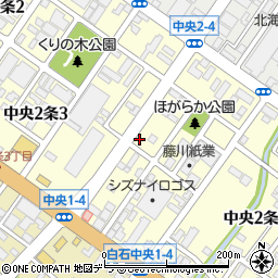 北海道札幌市白石区中央２条周辺の地図