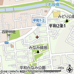 北海道札幌市西区平和２条2丁目2-12周辺の地図