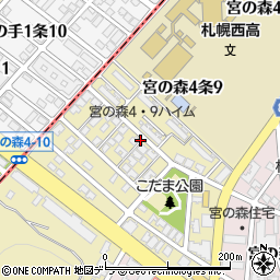 北海道札幌市中央区宮の森４条周辺の地図