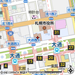 札幌大通郵便局周辺の地図