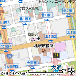 札幌市役所市議会　議長議長秘書周辺の地図