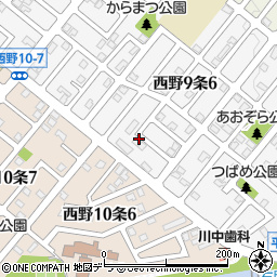 北海道札幌市西区西野９条6丁目6周辺の地図