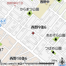 北海道札幌市西区西野９条6丁目周辺の地図