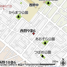 北海道札幌市西区西野９条周辺の地図