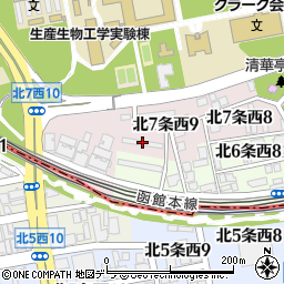 北海道大学中央第二宿舎５号棟周辺の地図