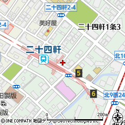 二十四軒駅前周辺の地図