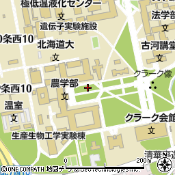 北海道大学農学研究院　農学院・農学部応用菌学研究室周辺の地図