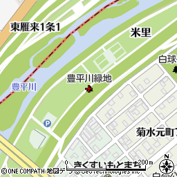 豊平川緑地周辺の地図