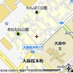 北海道江別市大麻桜木町16周辺の地図
