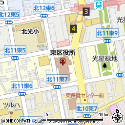 札幌市東区役所周辺の地図