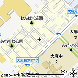 北海道江別市大麻桜木町14周辺の地図