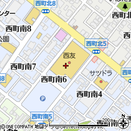 柳月西友西町店周辺の地図