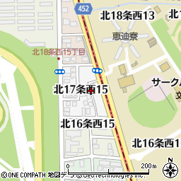 北海道札幌市中央区北１７条西15丁目周辺の地図