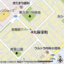 北海道江別市大麻栄町周辺の地図