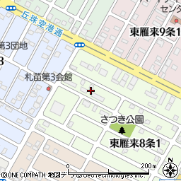 北海道札幌市東区東雁来８条1丁目6周辺の地図
