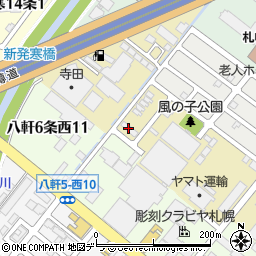 水道修理の救急車札幌八軒七条西店周辺の地図