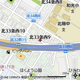 北海道札幌市北区北３３条西9丁目周辺の地図