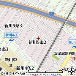 北海道札幌市北区新川５条周辺の地図