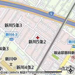 北海道札幌市北区新川５条周辺の地図