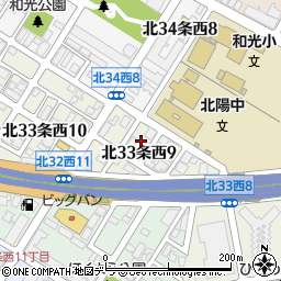 北海道札幌市北区北３３条西9丁目4周辺の地図