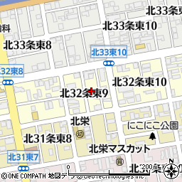 北海道札幌市東区北３２条東9丁目周辺の地図