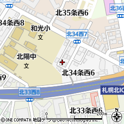 北海道札幌市北区北３４条西周辺の地図