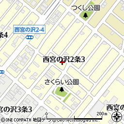北海道札幌市手稲区西宮の沢２条周辺の地図