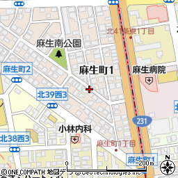 〒001-0045 北海道札幌市北区麻生町の地図