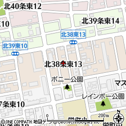 北海道札幌市東区北３８条東周辺の地図