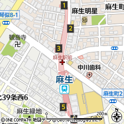 地下鉄麻生駅周辺の地図