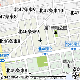 北海道札幌市東区北４６条東周辺の地図
