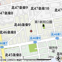 北海道札幌市東区北４６条東周辺の地図