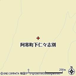 北海道釧路市阿寒町下仁々志別周辺の地図