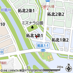 北海道札幌市北区拓北１条1丁目周辺の地図