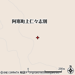 北海道釧路市阿寒町上仁々志別周辺の地図