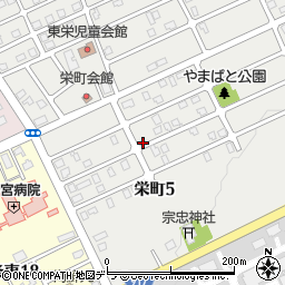 北海道岩見沢市栄町5丁目周辺の地図