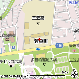 北海道三笠市若草町周辺の地図