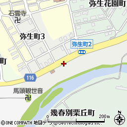 北海道三笠市弥生町周辺の地図