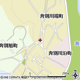 北海道三笠市奔別川端町周辺の地図