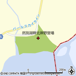 然別湖北岸野営場周辺の地図