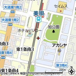 美唄駅東口駐車場周辺の地図